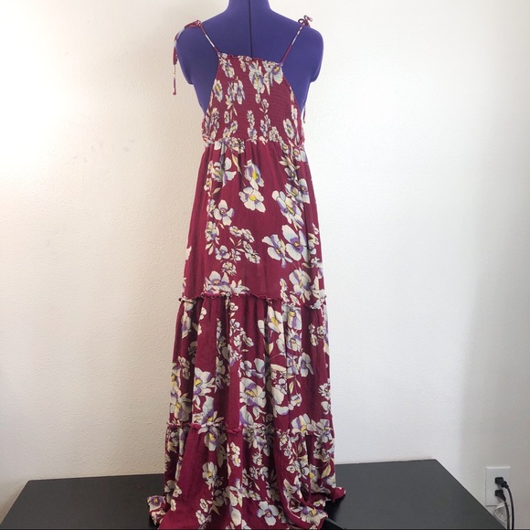 Free People Red Floral Boho Maxi Dress - Picture 3 of 8